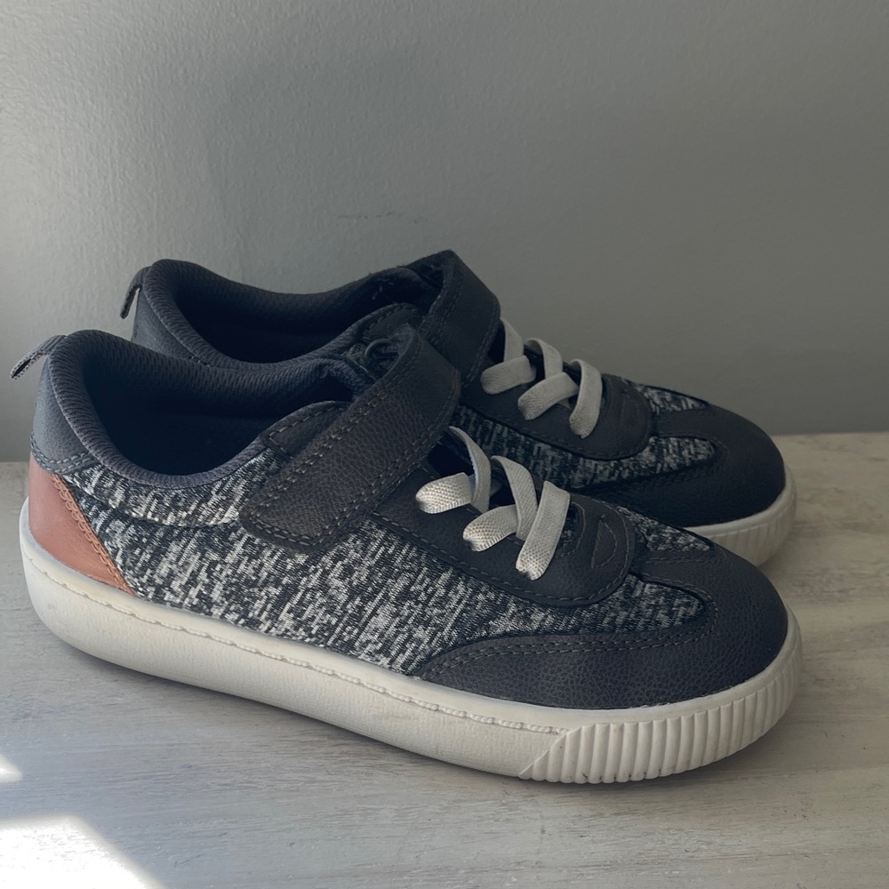 Carter's Gray Knit Sneakers with Tan Heel Accent